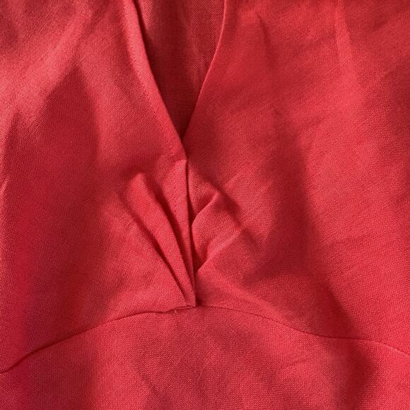 Talbots Irish Linen 3/4 Sleeve V-neck Side Zip Dark Pink Top Size 8 - Picture 6 of 14